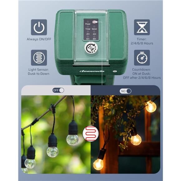 Outdoor Power Stake Timer Waterproof, 100FT Range Remote Control Outlet Timer - Picture 2 of 8